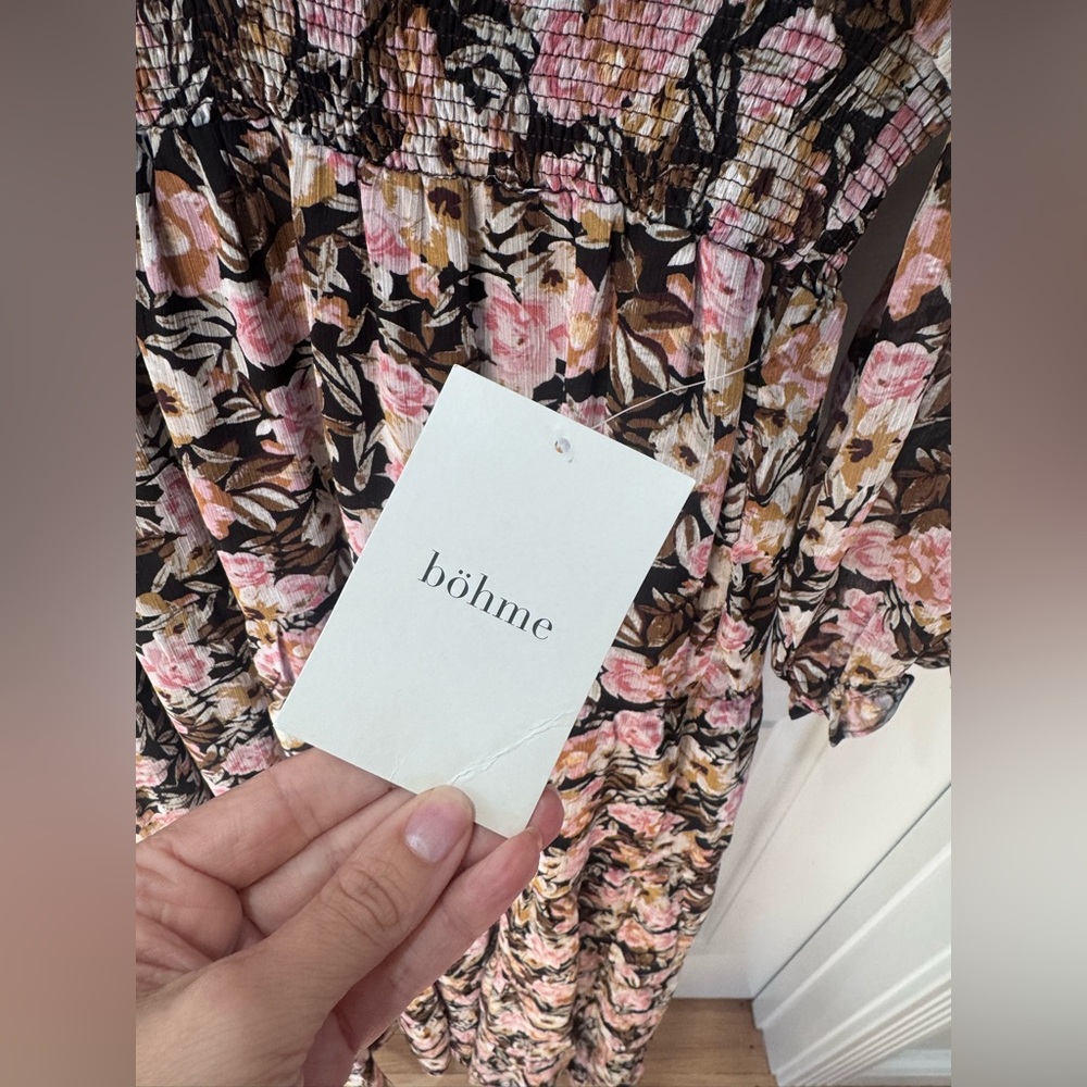 Bohme Black and Pink Floral Long Sleeve Dress - Picture 9 of 12